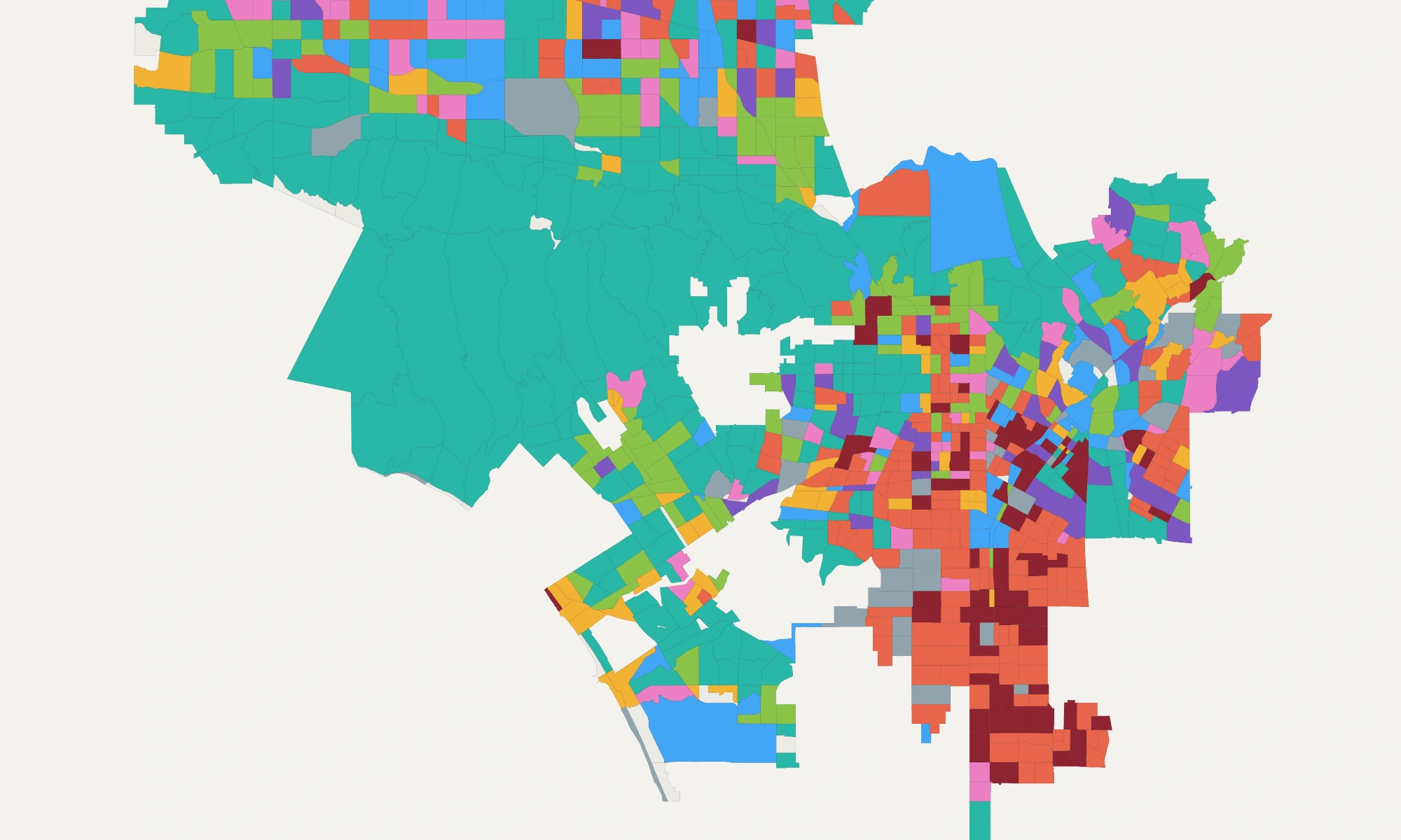 Los Angeles map of what each police reporting district calls about
